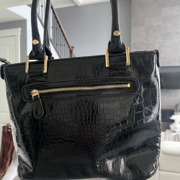 Vintage 80/90s Anne Klein pre loved hand bag faux black crocodile - Picture 6 of 8